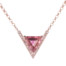Triangle Shape Pink Tourmaline and Diamond Triangle Shape Necklace in Rose Gold