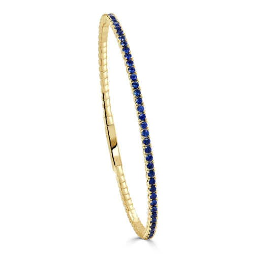 yellow gold tennis bracelet with blue sapphires