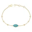 Yellow Gold bracelet with some diamonds and a Turquoise evil eye in the center