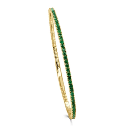 Yellow Gold bracelet with Green Emeralds all the way around