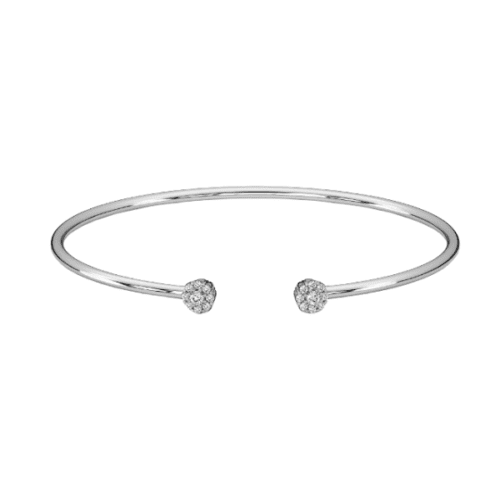 flexible open design bangle with pave set diamonds on ends