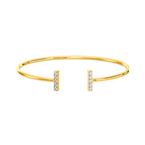 T-Bar diamond flexible bangle in yellow gold