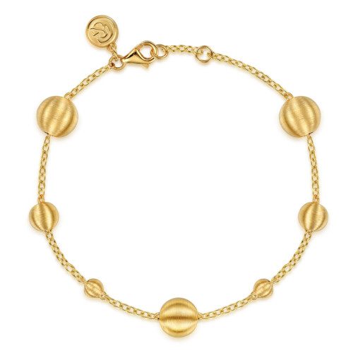 small and larger ball bujukan design bracelet in yellow gold