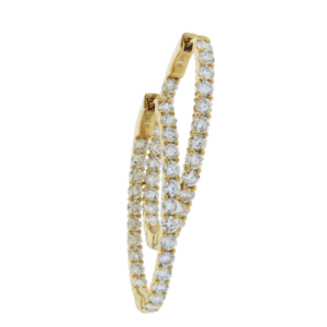 lab grown round diamonds in inside/outside hoop earrings in oval shape in yellow gold