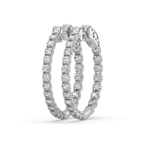 white gold hoop earrings with diamonds on the inside and outside