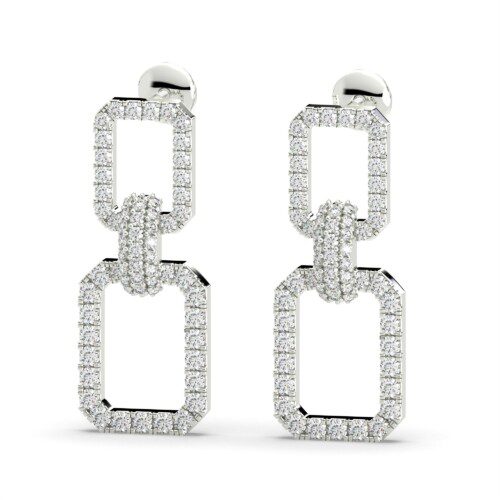 double square earrings in white gold diamonds