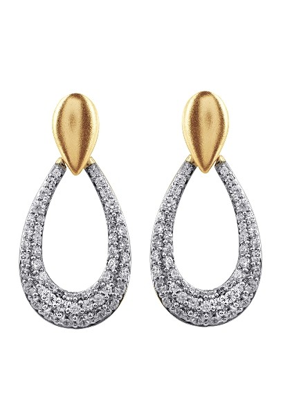 two-tone diamond dangle earrings