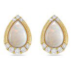 pear shape opal in yellow gold with diamond accents