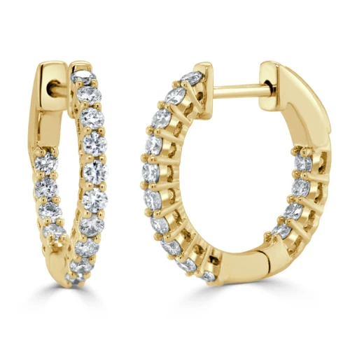Inside/Outside yellow gold diamond hoop earrings