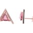 Triangle Pink Tourmaline and Diamond Triangle Shape Studs in Rose Gold