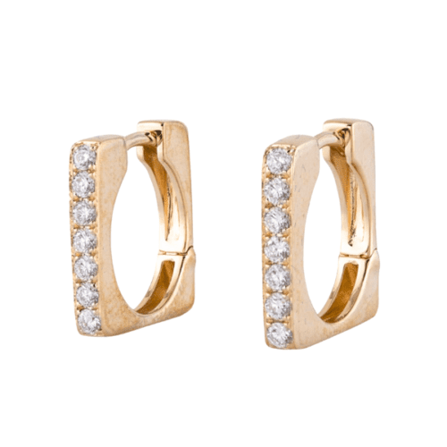 Square shape hugger earrings with diamond details