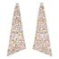 triangle design earrings with white, brown, and yellow round shape diamonds in yellow gold