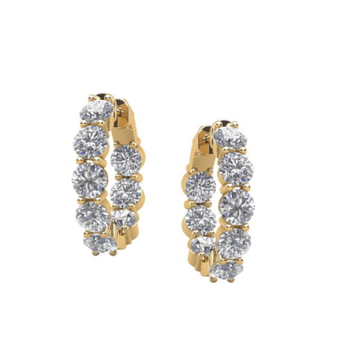 lab grown diamond inside/outside hoop earrings in yellow