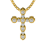 rounded diamond cross necklace in yellow gold