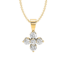 Flower design diamond necklace in yellow gold