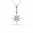 8-pointed diamond star design necklace in white gold