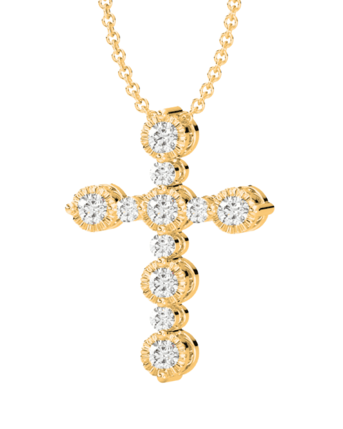 milgrain edge design diamond cross necklace on chain