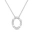 Small oval pendant necklace with small round diamond details on chain, in white gold