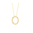 Small oval pendant necklace with small diamond details, on chain, all in yellow gold