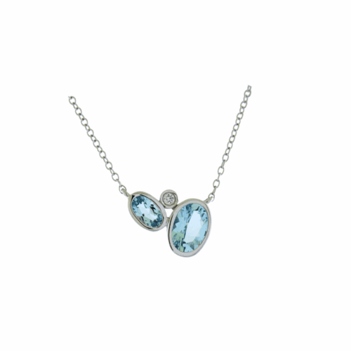 aquamarine and diamond necklace in white gold