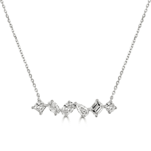 Multi-shape diamond necklace in white gold