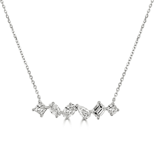 Multi-shape diamond necklace in white gold