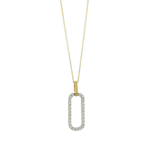 Yellow Gold diamond rectangle pendant on chain