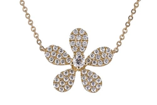 Diamond Flower Design Necklace in Yellow Gold