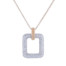 Pave diamond square pendant in white gold, on yellow gold chain