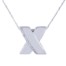 White gold thick X pendant with small round diamond details, on chain