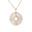 circle line design with small diamond details, necklace, yellow gold