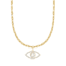 Paperclip Chain with Diamond Evil Eye Charm in Yellow Gold
