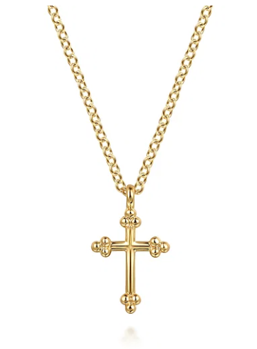 yellow gold bujukan style cross necklace