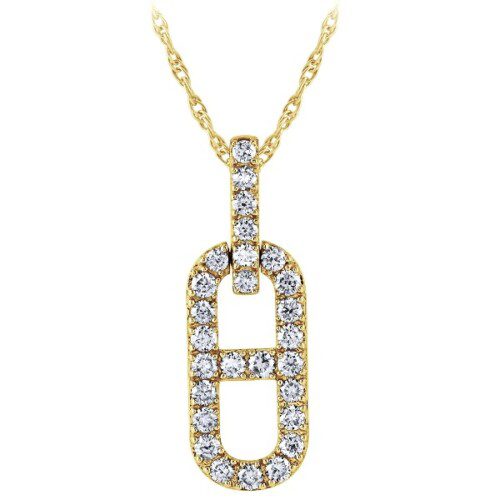 link design diamond necklace yellow gold