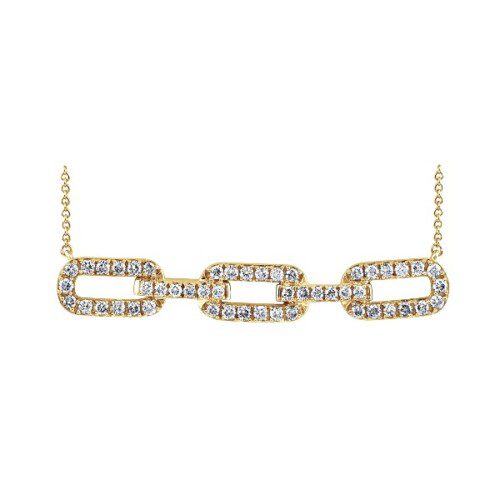 3 horizontal link design diamond necklace yellow gold