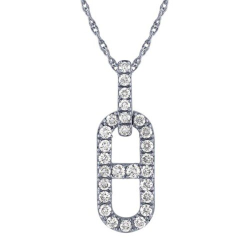 white gold link design diamond necklace on chain