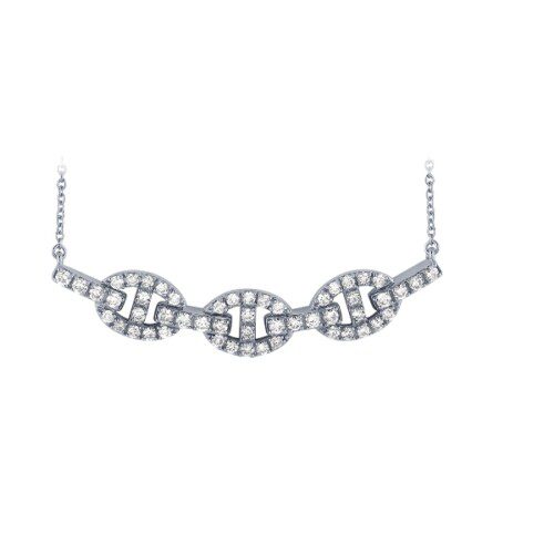 white gold 3 link design diamond necklace