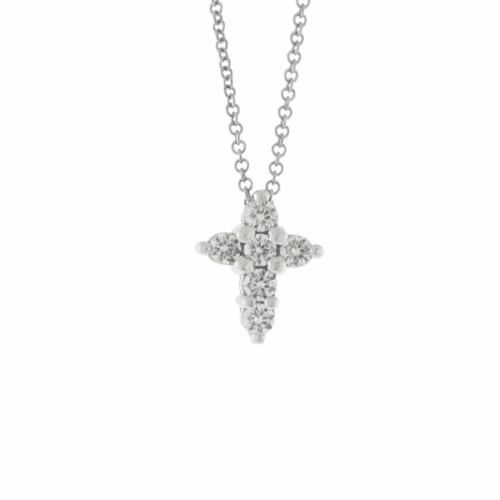 large diamonds, small cross on chain