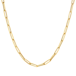 paperclip style chain necklace in yellow gold