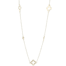 Yellow Gold Clover Shapes and Bezel Set Diamonds Necklace