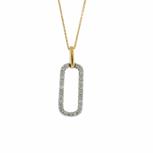 rectangle shape with diamonds on yellow gold chain