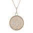round coin necklace with braided edge and flat set diamonds in yellow gold on chain