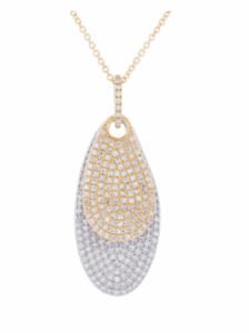 two-tone gold diamond teardrop shape movable necklace