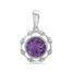 Round Amethyst pendant with small diamond details, in white gold