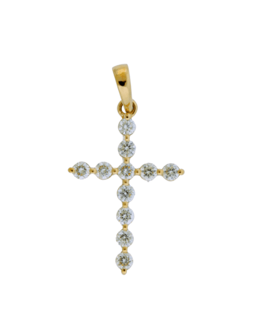 diamond cross necklace yellow gold