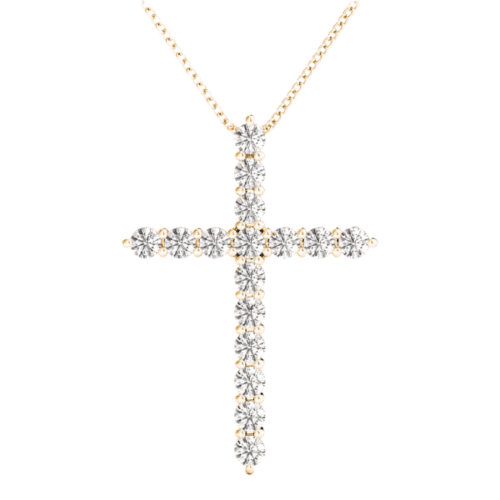 yellow gold diamond cross on chain