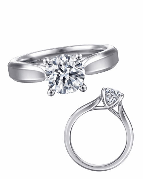 3mm white gold wide solitaire engagement ring