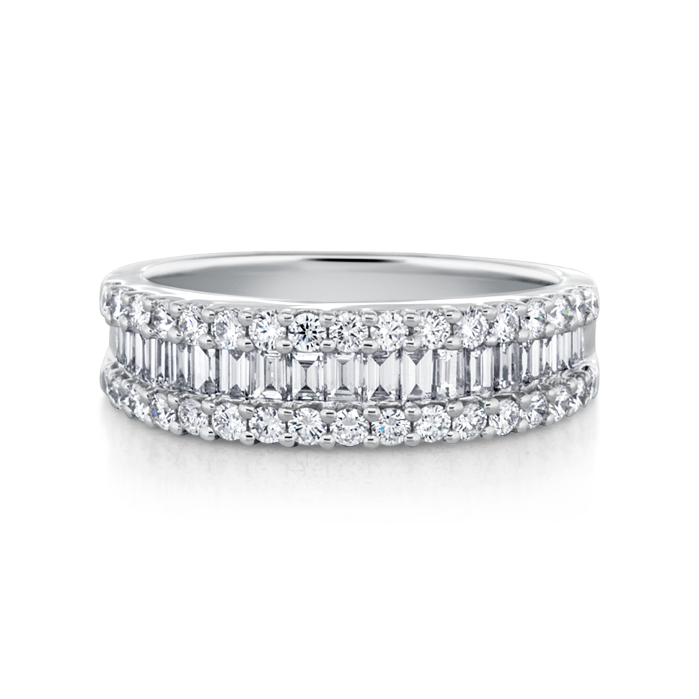 baguette and round diamond band