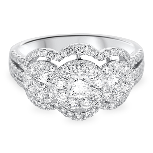 Cluster Diamond Fashion Ring in White Gold