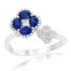 Sapphire and Diamond Flower Design Ring in White Gold